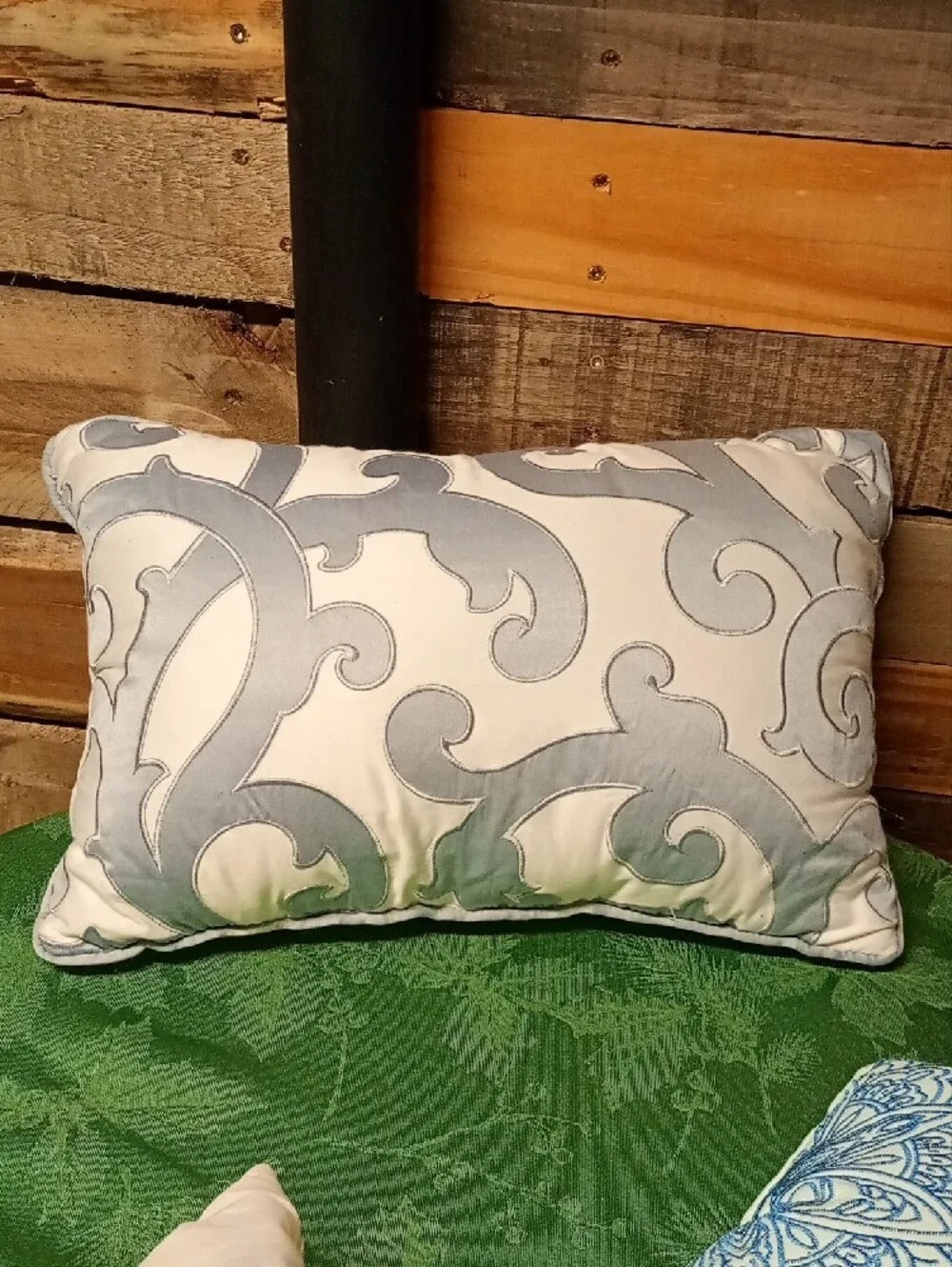 Elegant Blue & Cream Decorative 3 Pillow  Set - Home Bedding